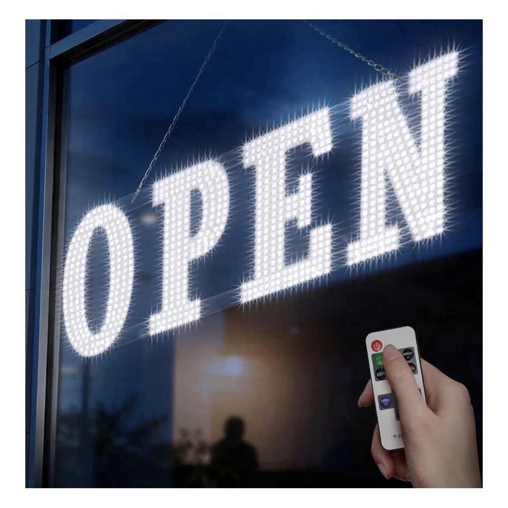 30'' X 10" LED Open Signs for Buisness, Remote Control and Adjustment Brightness